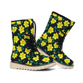 Drawing Daffodil Flower Pattern Print Winter Boots