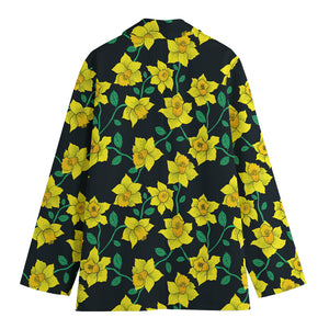 Drawing Daffodil Flower Pattern Print Women's Blazer