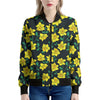 Drawing Daffodil Flower Pattern Print Women's Bomber Jacket