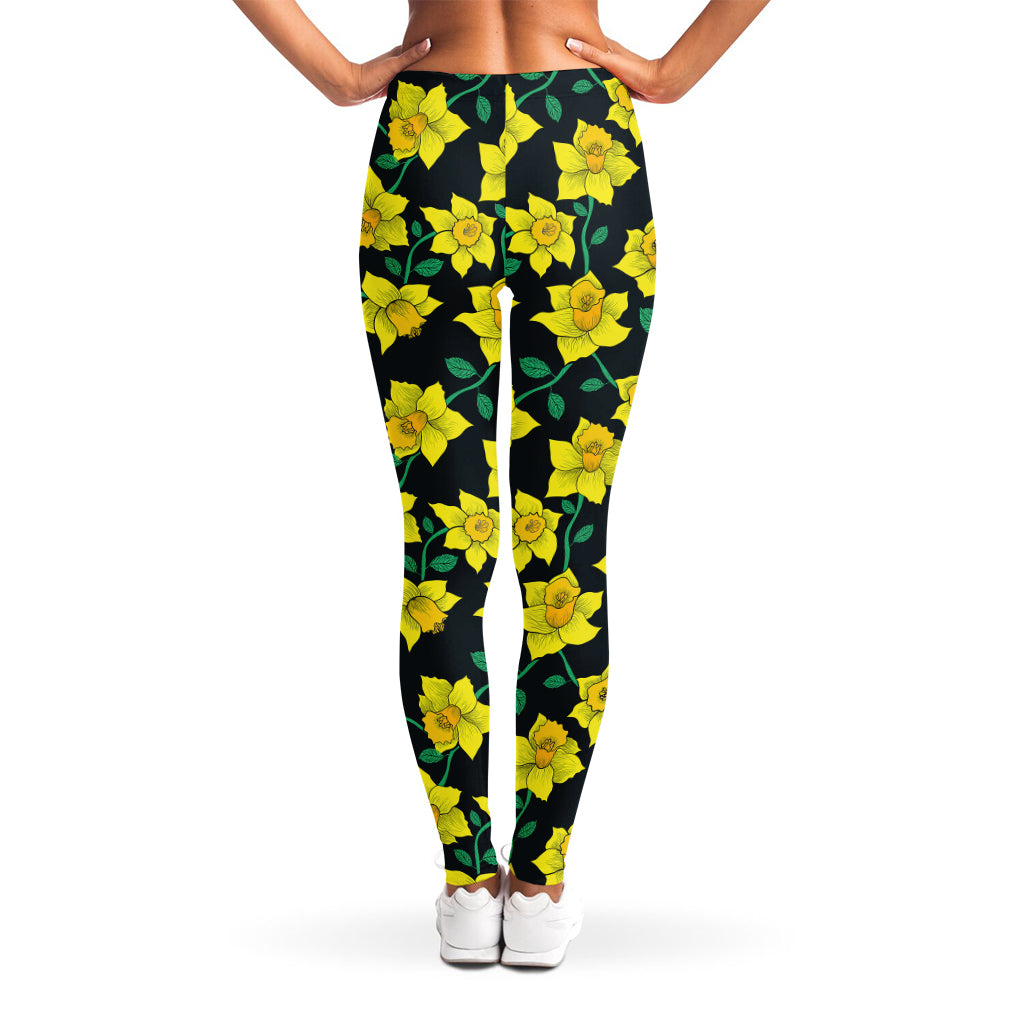 Drawing Daffodil Flower Pattern Print Women's Leggings