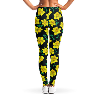 Drawing Daffodil Flower Pattern Print Women's Leggings