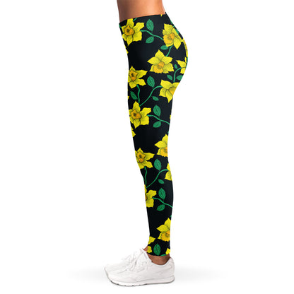 Drawing Daffodil Flower Pattern Print Women's Leggings