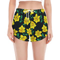 Drawing Daffodil Flower Pattern Print Women's Split Running Shorts