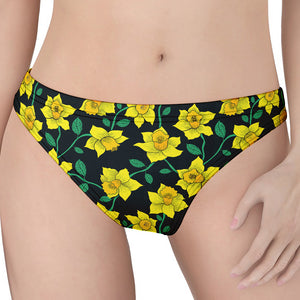 Drawing Daffodil Flower Pattern Print Women's Thong