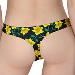 Drawing Daffodil Flower Pattern Print Women's Thong