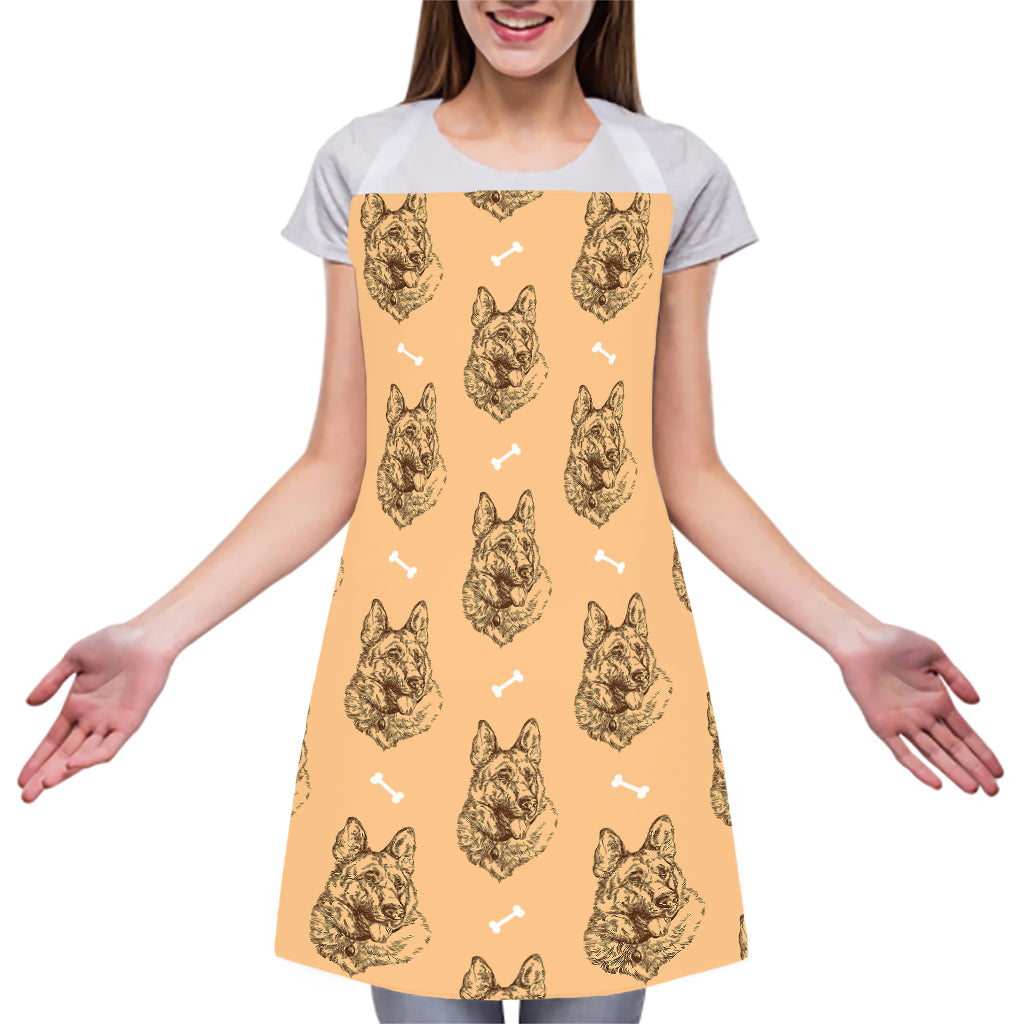 Drawing German Shepherd Pattern Print Adjustable Apron