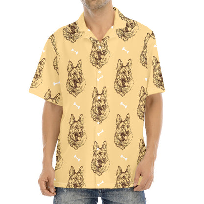 Drawing German Shepherd Pattern Print Aloha Shirt