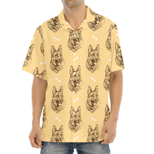 Drawing German Shepherd Pattern Print Aloha Shirt