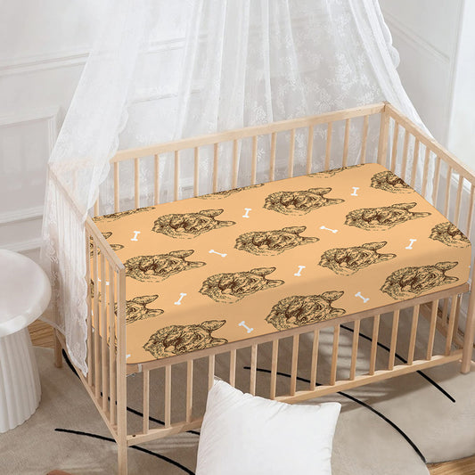 Drawing German Shepherd Pattern Print Baby Crib Sheet