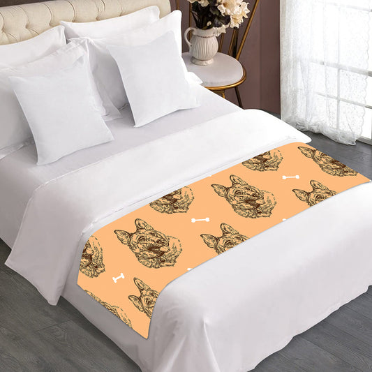 Drawing German Shepherd Pattern Print Bed Runner