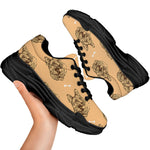 Drawing German Shepherd Pattern Print Black Chunky Shoes