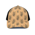 Drawing German Shepherd Pattern Print Black Mesh Trucker Hat