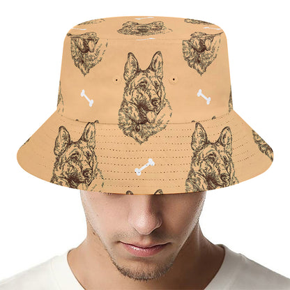 Drawing German Shepherd Pattern Print Bucket Hat