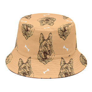 Drawing German Shepherd Pattern Print Bucket Hat