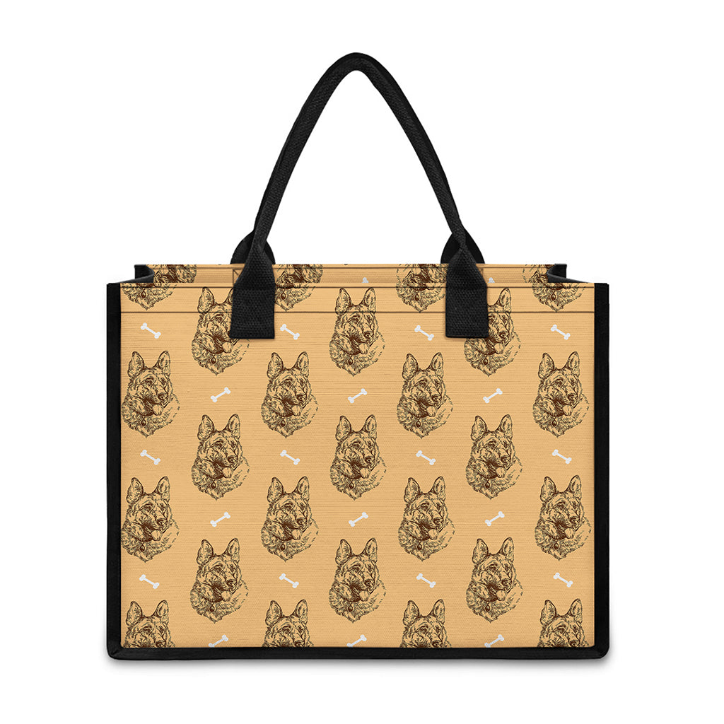 Drawing German Shepherd Pattern Print Canvas Tote Bag
