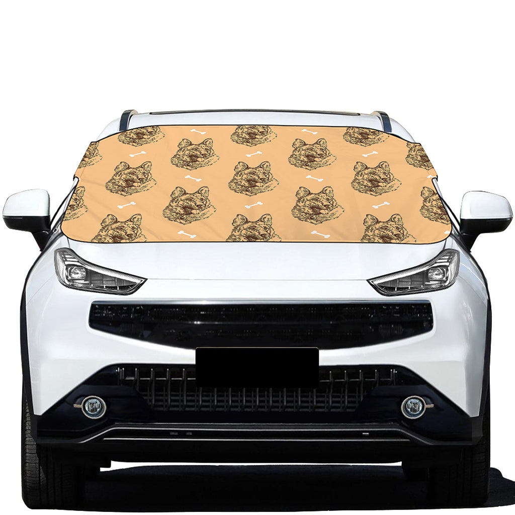 Drawing German Shepherd Pattern Print Car Windshield Snow Cover