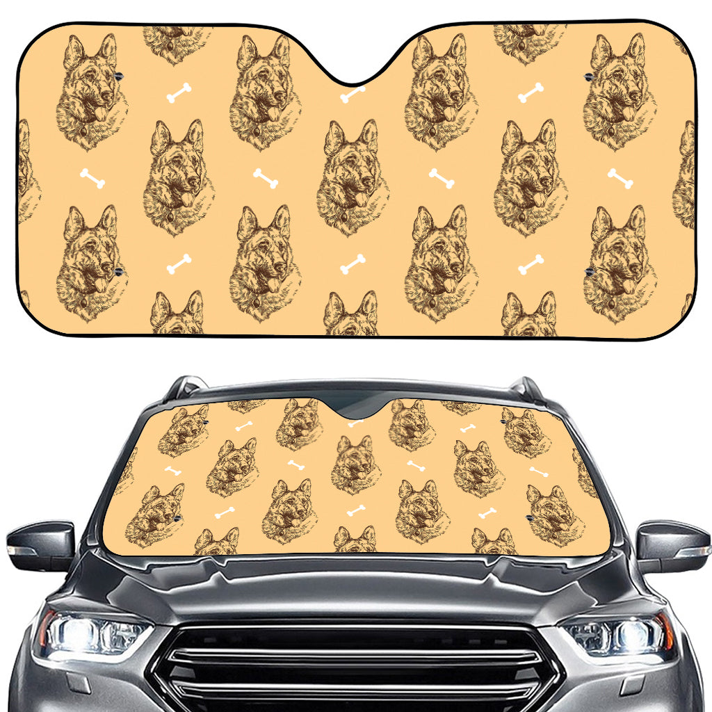 Drawing German Shepherd Pattern Print Car Windshield Sun Shade