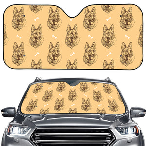 Drawing German Shepherd Pattern Print Car Windshield Sun Shade