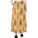 Drawing German Shepherd Pattern Print Chiffon Maxi Skirt