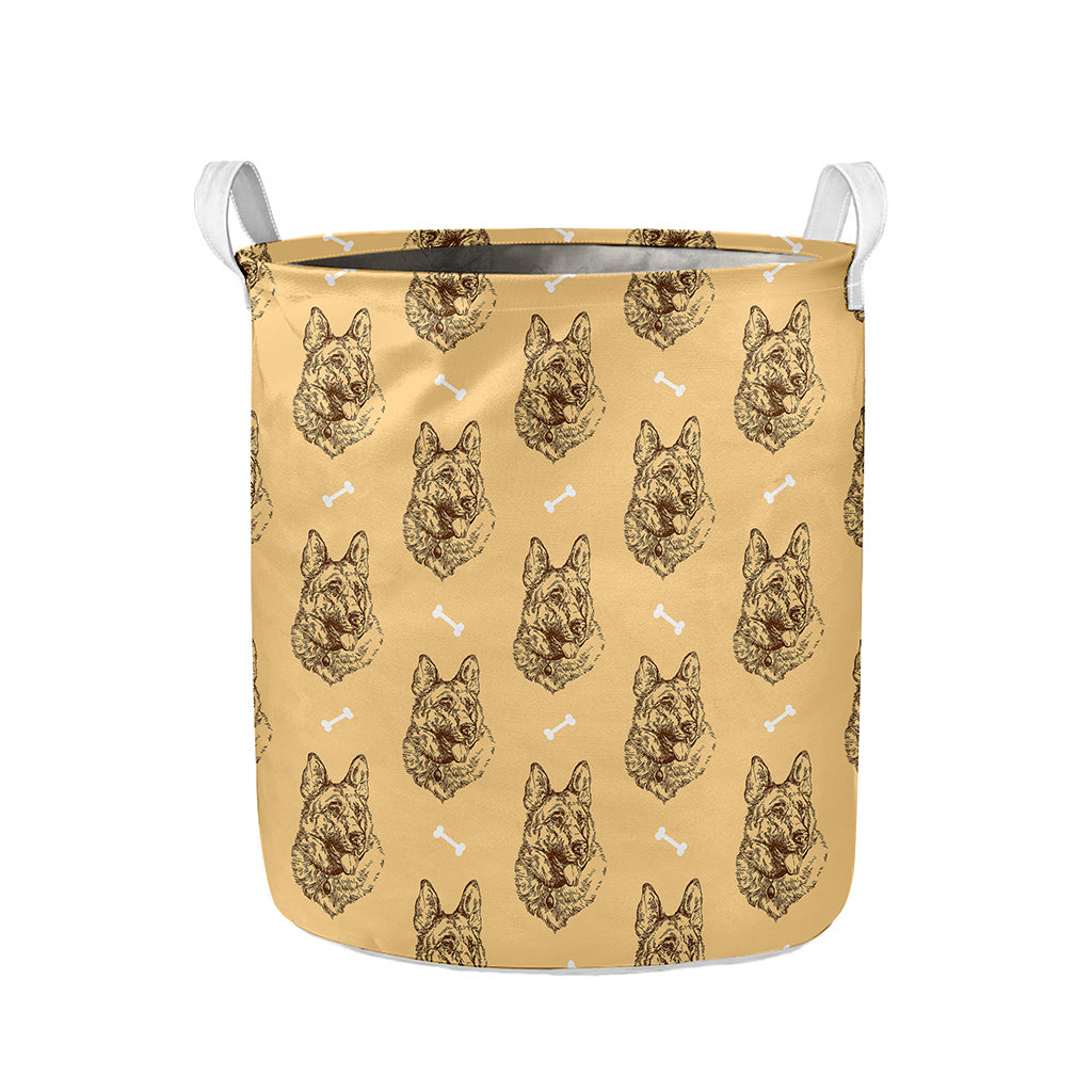 Drawing German Shepherd Pattern Print Collapsible Laundry Basket