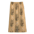 Drawing German Shepherd Pattern Print Cotton Front Slit Maxi Skirt