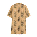 Drawing German Shepherd Pattern Print Cotton Hawaiian Shirt