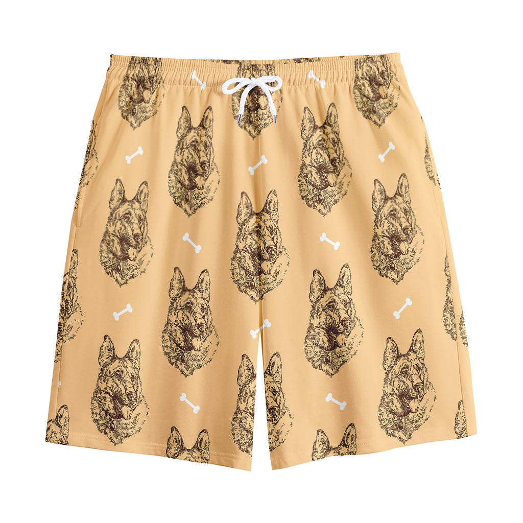 Drawing German Shepherd Pattern Print Cotton Shorts