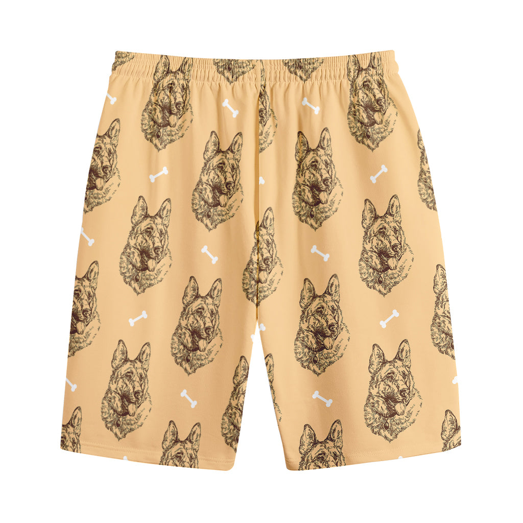 Drawing German Shepherd Pattern Print Cotton Shorts