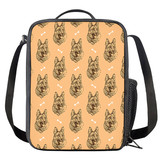 Drawing German Shepherd Pattern Print Crossbody Lunch Bag