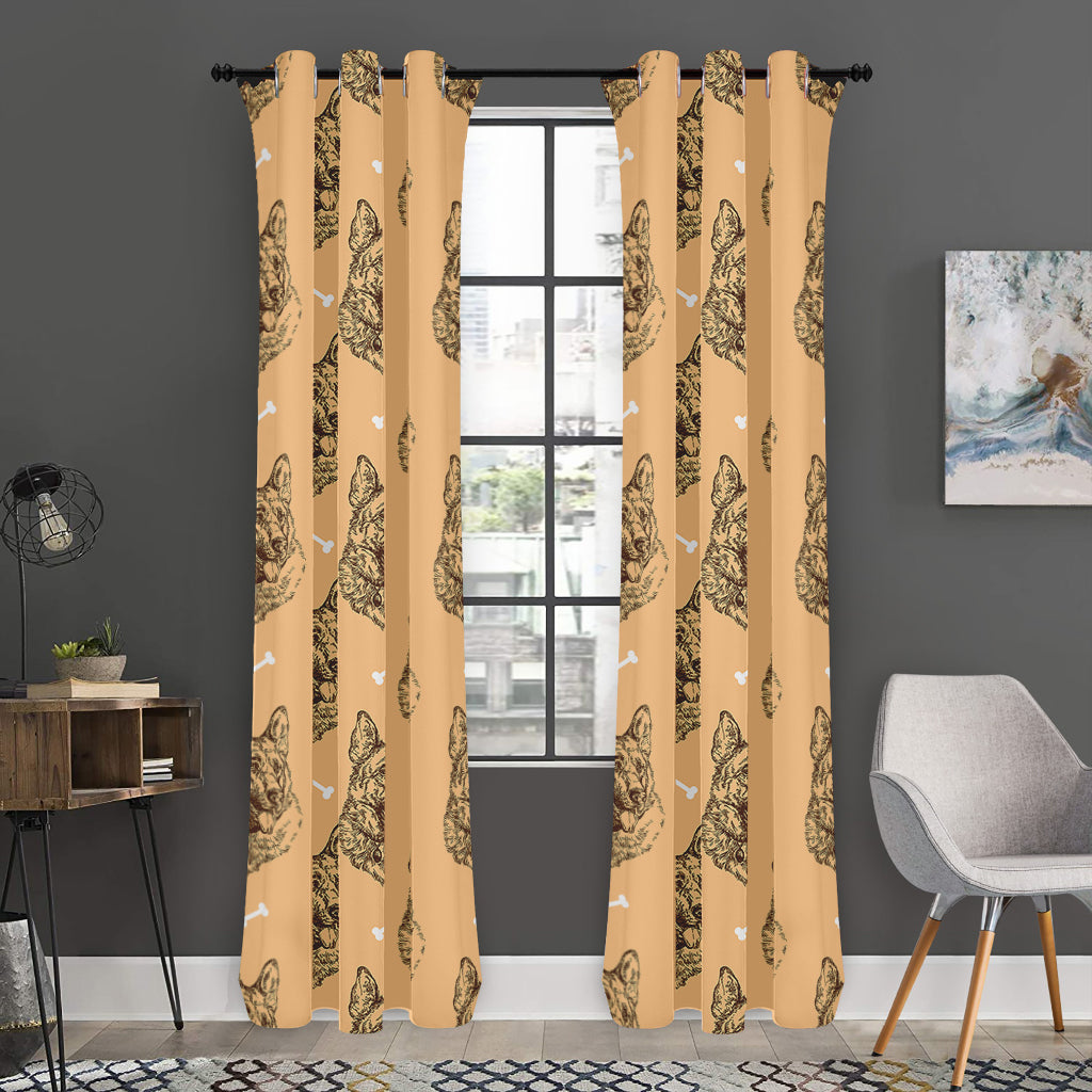 Drawing German Shepherd Pattern Print Curtain