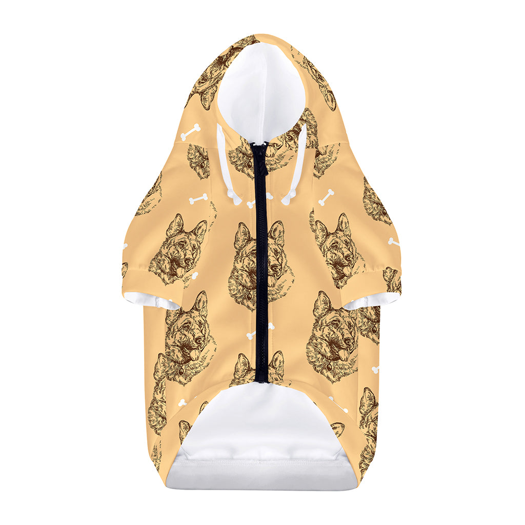 Drawing German Shepherd Pattern Print Dog Zip Up Hoodie