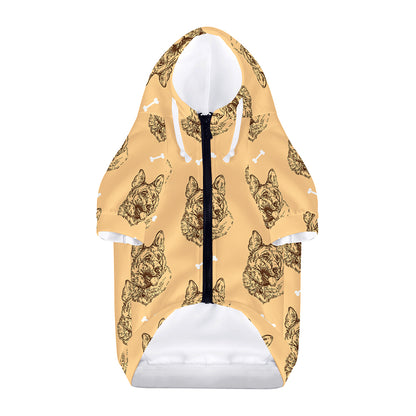 Drawing German Shepherd Pattern Print Dog Zip Up Hoodie