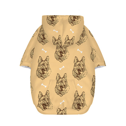 Drawing German Shepherd Pattern Print Dog Zip Up Hoodie