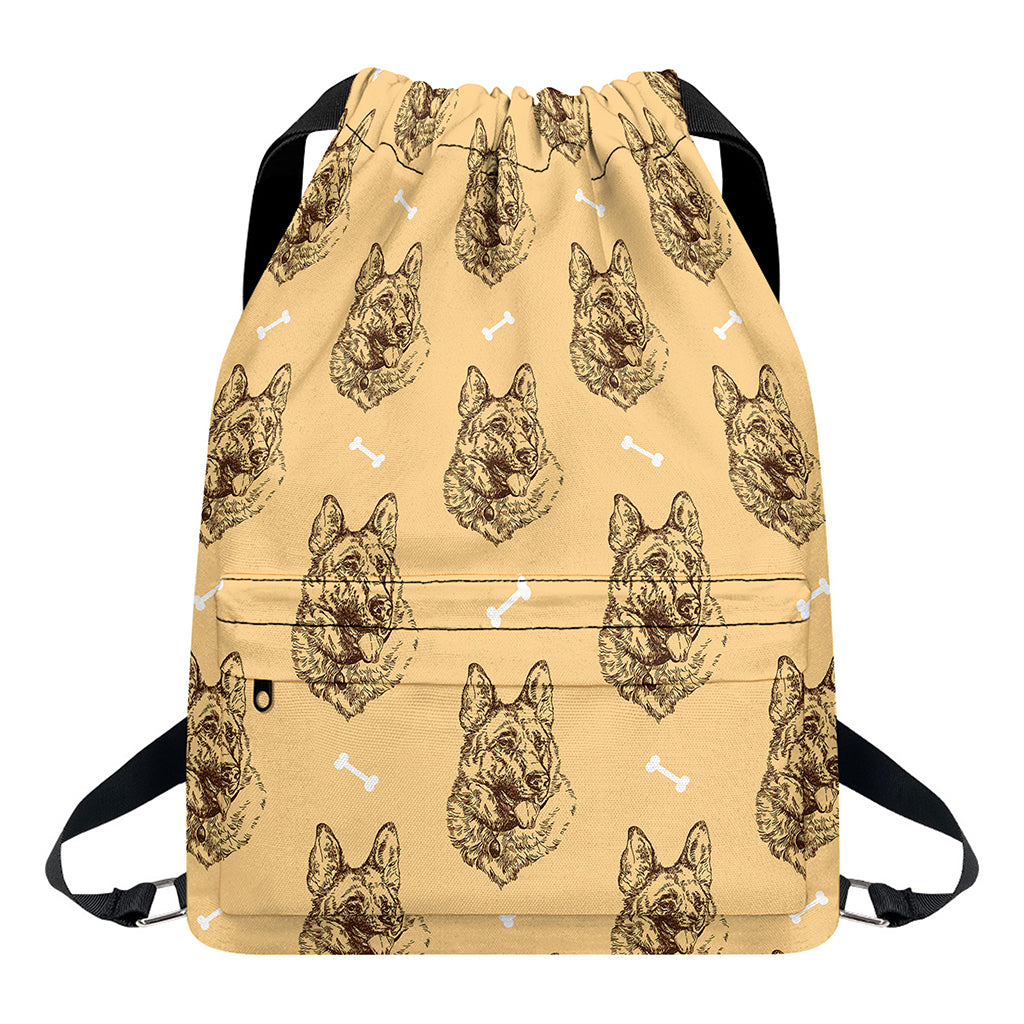 Drawing German Shepherd Pattern Print Drawstring Backpack