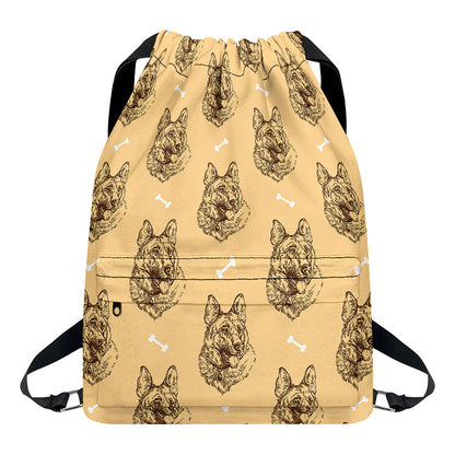 Drawing German Shepherd Pattern Print Drawstring Backpack
