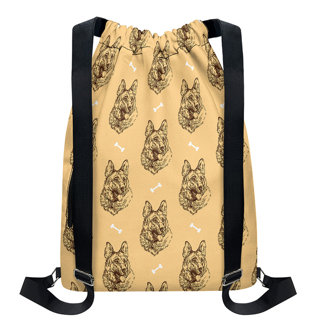 Drawing German Shepherd Pattern Print Drawstring Backpack