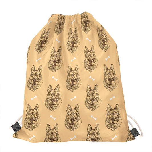 Drawing German Shepherd Pattern Print Drawstring Bag