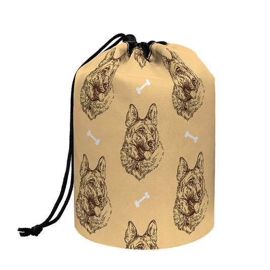 Drawing German Shepherd Pattern Print Drawstring Makeup Bag
