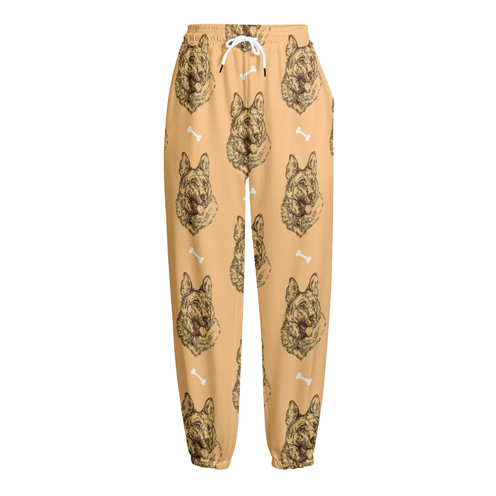 Drawing German Shepherd Pattern Print Fleece Lined Knit Pants