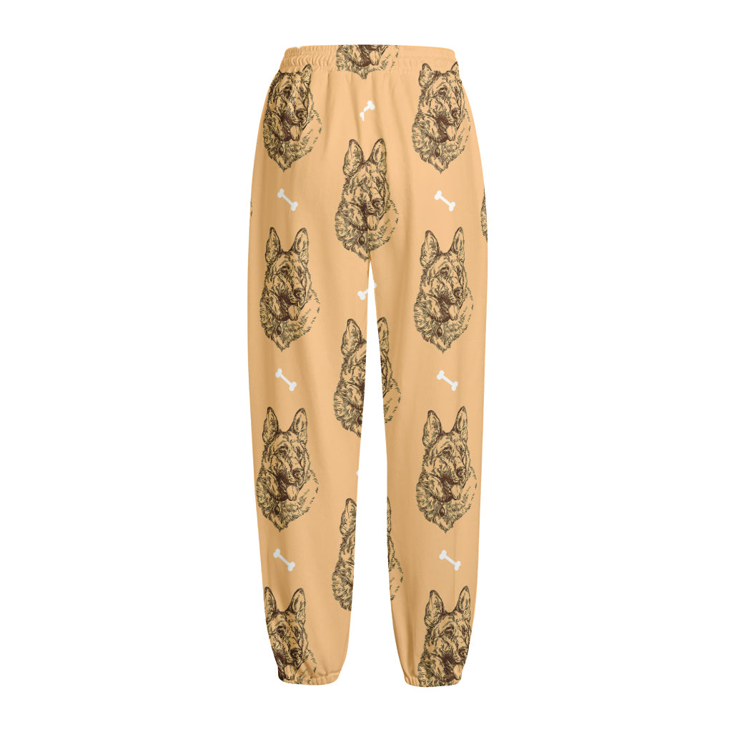 Drawing German Shepherd Pattern Print Fleece Lined Knit Pants