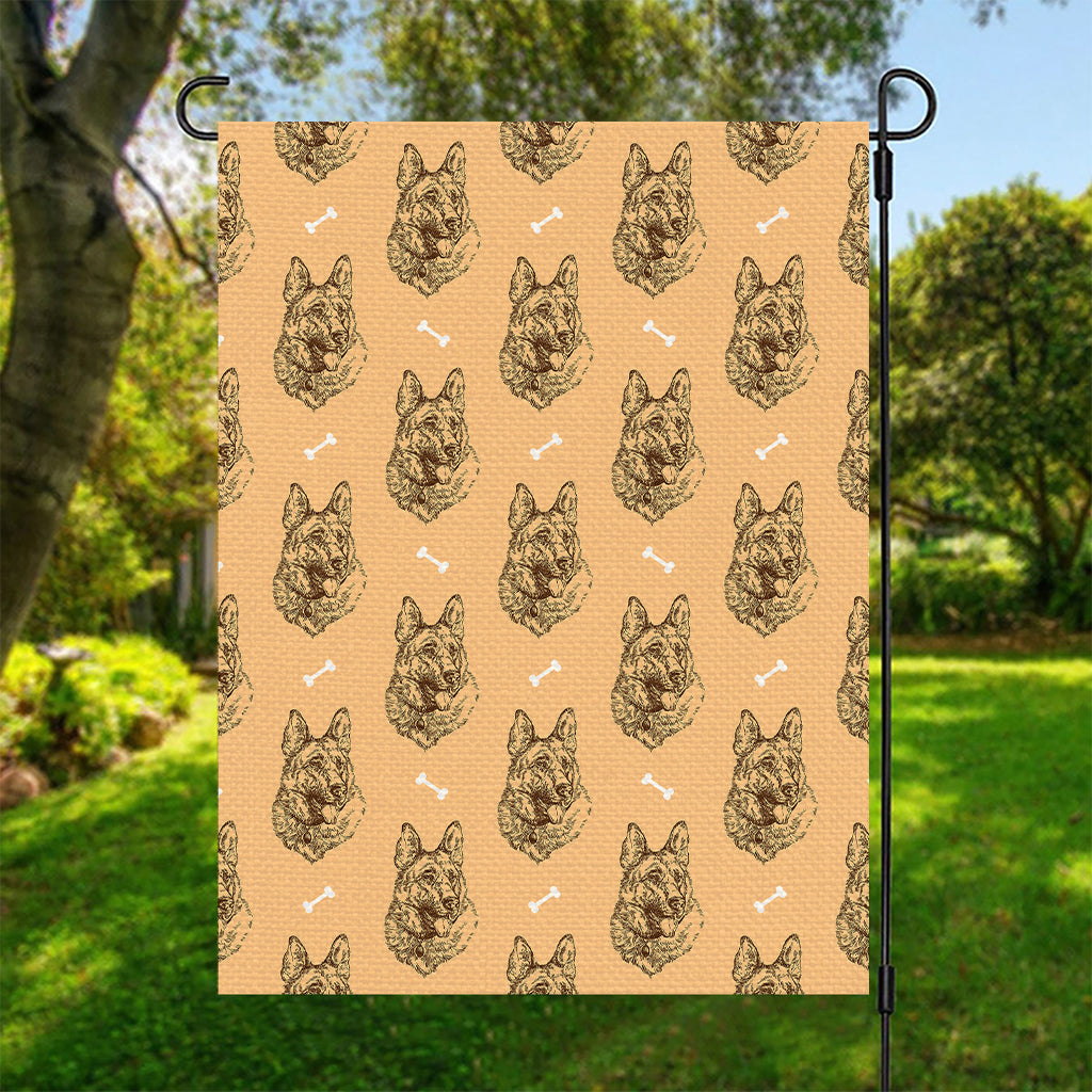 Drawing German Shepherd Pattern Print Garden Flag