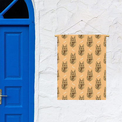 Drawing German Shepherd Pattern Print Garden Flag