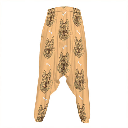 Drawing German Shepherd Pattern Print Hammer Pants
