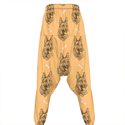 Drawing German Shepherd Pattern Print Hammer Pants