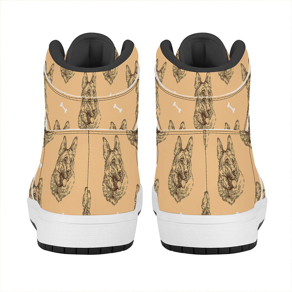 Drawing German Shepherd Pattern Print High Top Leather Sneakers