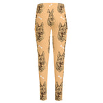 Drawing German Shepherd Pattern Print High-Waisted Pocket Leggings