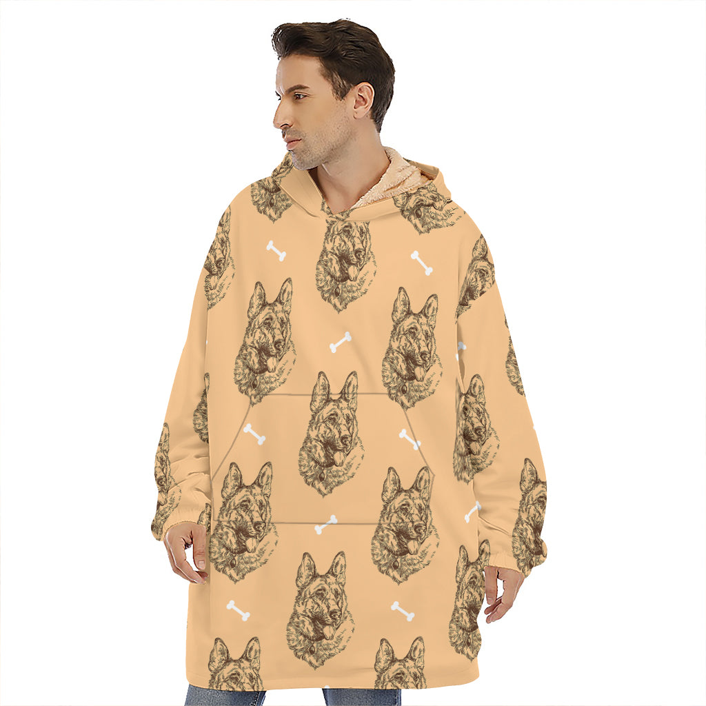 Drawing German Shepherd Pattern Print Hoodie Blanket