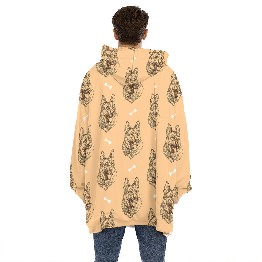 Drawing German Shepherd Pattern Print Hoodie Blanket