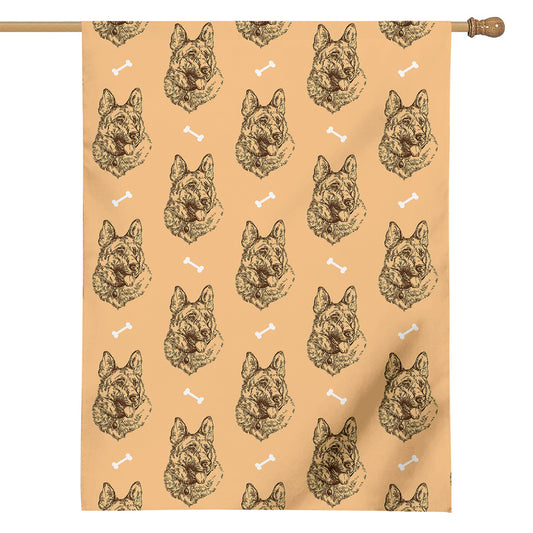 Drawing German Shepherd Pattern Print House Flag