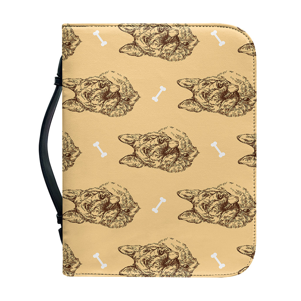 Drawing German Shepherd Pattern Print Leather Bible Cover